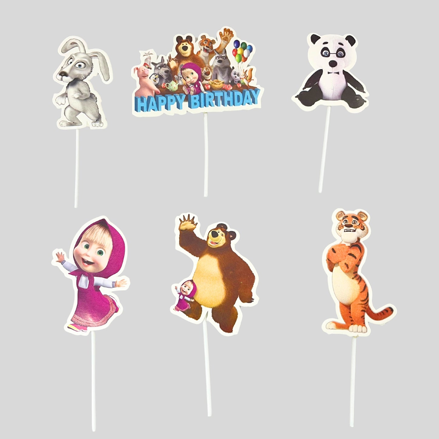Masha and bear theme topper pack of 6