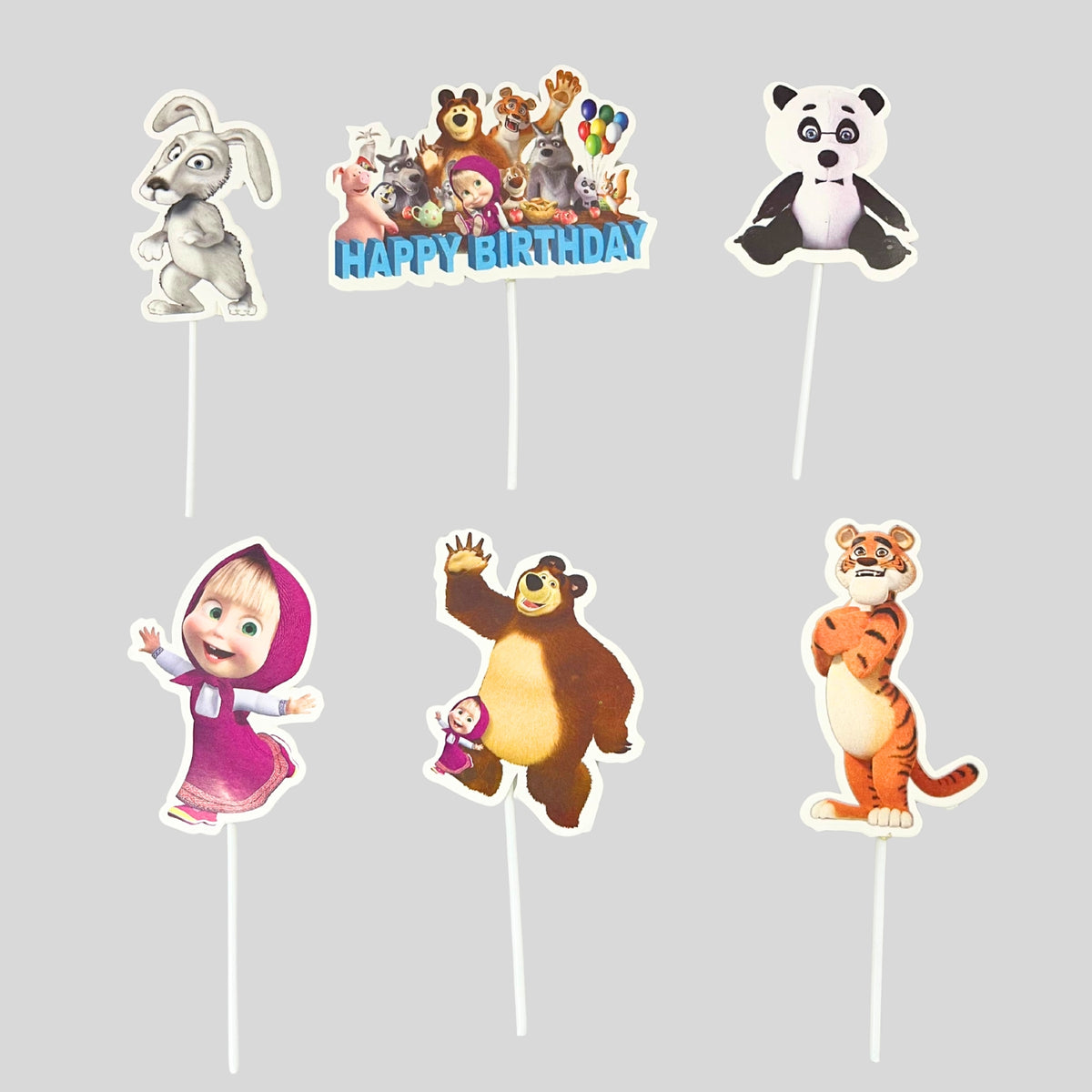 Masha and bear theme topper pack of 6
