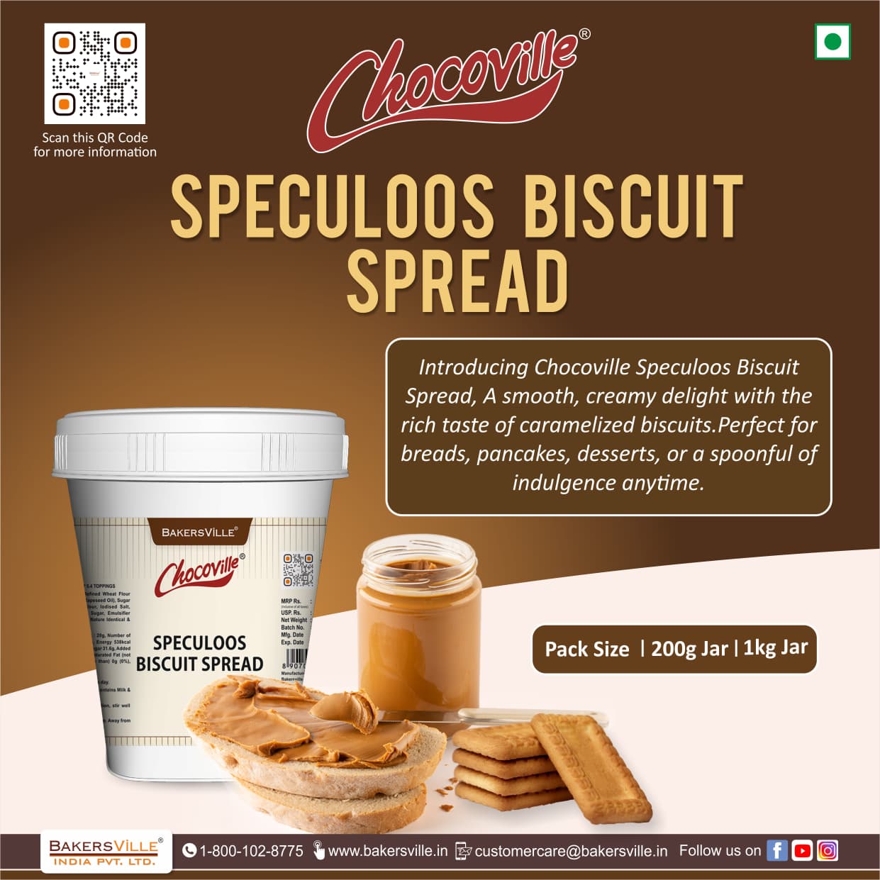 Bakersville Chocoville Speculoos Biscuit Spread 200gm