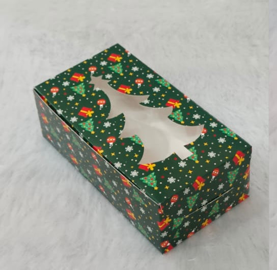 Xmas Green Plum Cake Box 250 gram Size 7.5x4x2.5 Inch (Pack Of 10)