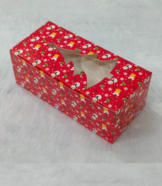 Xmas Red Plum Cake Box 250 gram Size 7.5x4x2.5 Inch (Pack Of 10)