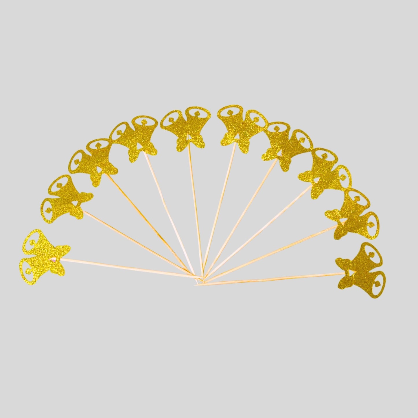 Golden Glitter Christmas Bell Topper