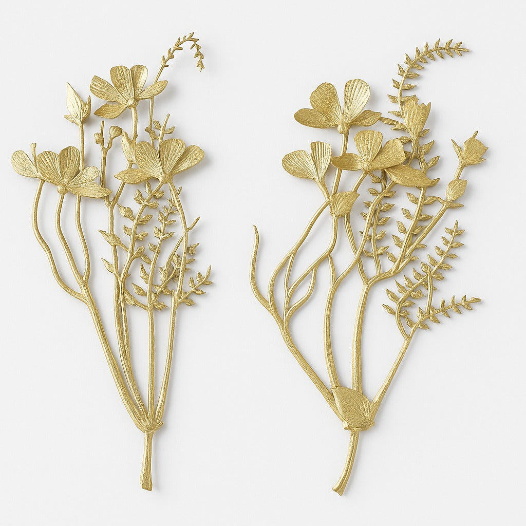 Golden Floral leaf Cake Topper