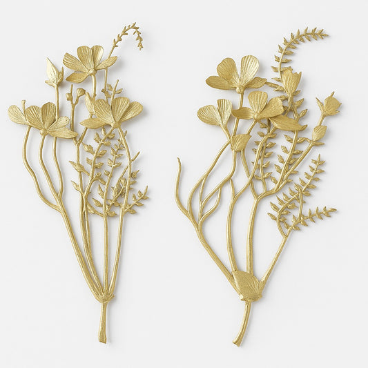 Golden Floral leaf Cake Topper