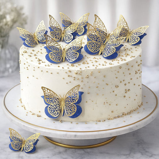 3D Blue Butterfly For Cake Decoration Pack Of 12