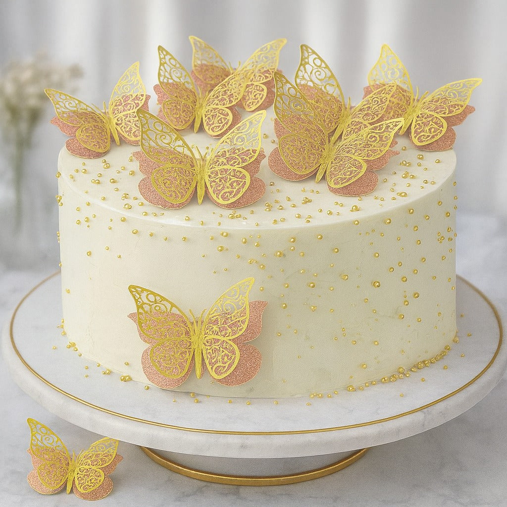 3D Peach Butterfly For Cake Decoration Pack Of 12