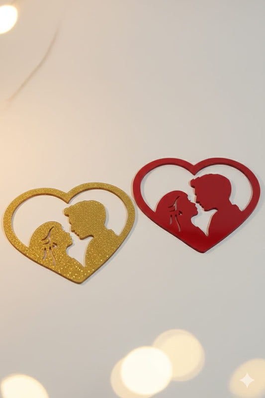 Couple Heart  Cutout Acrylic Cake Topper
