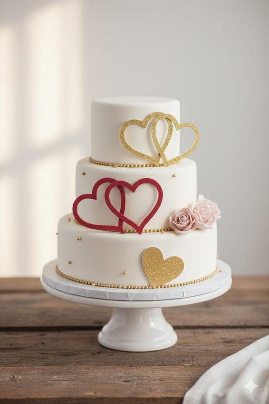 Double Heart Cutout Acrylic Cake Topper