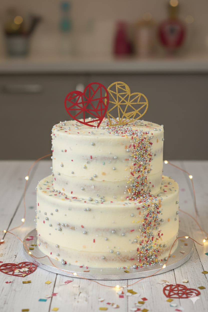 Geometric Heart Cutout Acrylic Cake Topper