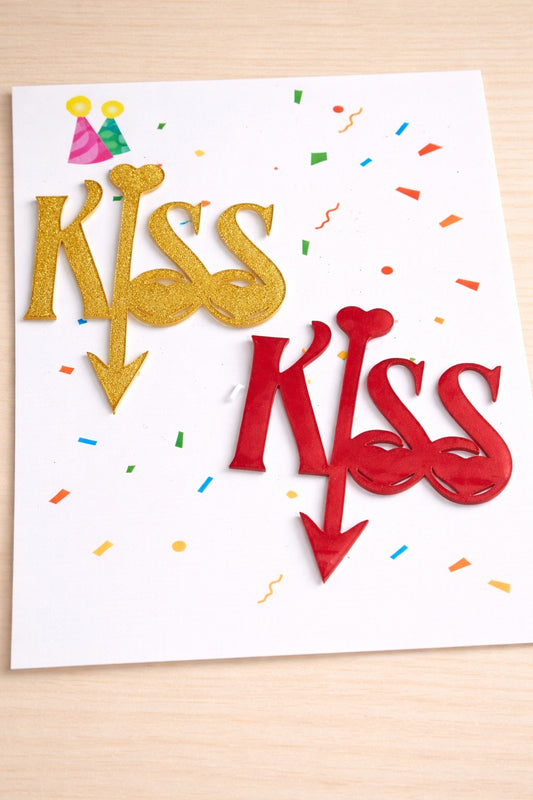Kiss Heart Arrow Acrylic Topper