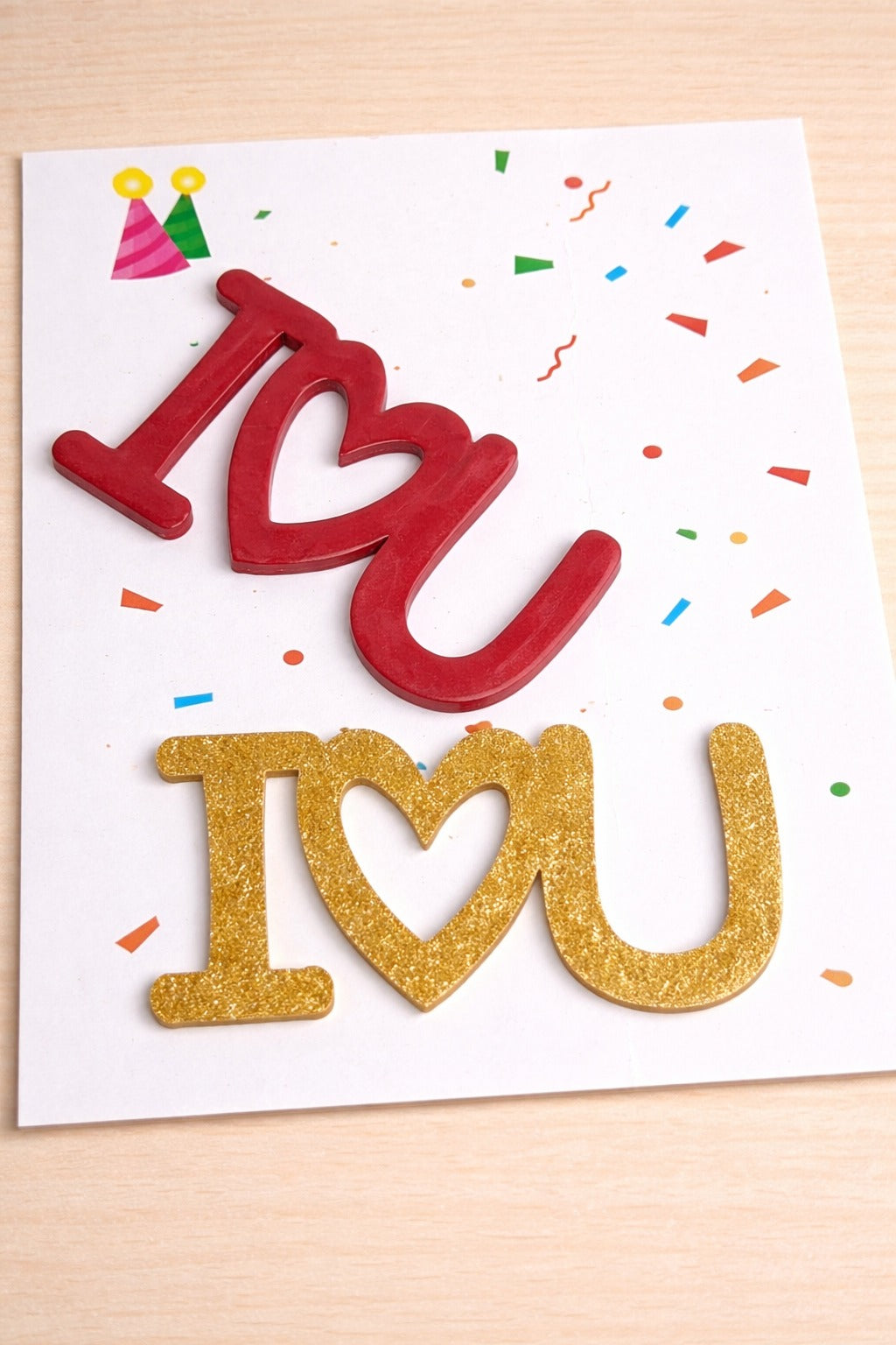 I Love U Heart Acrylic Topper