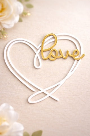 Love Heart Double Tone 3 inch Acrylic topper