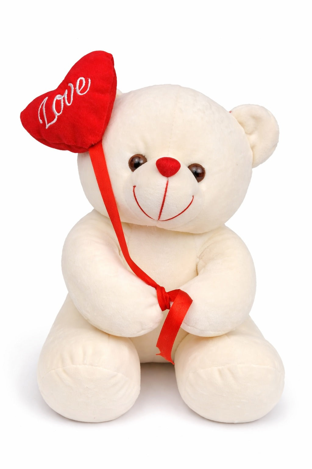 White Teddy Bear With Love Heart Size-11x6 inch