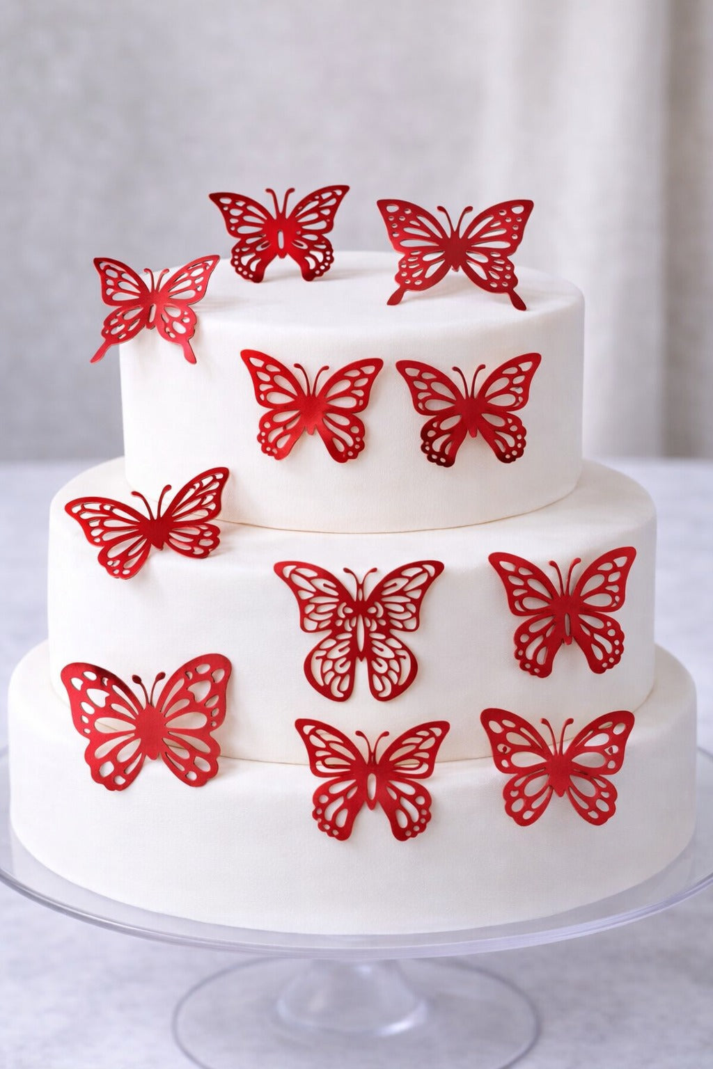 Red Laser Cut Butterfly Pack of 10