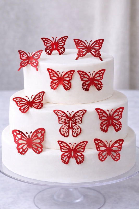 Red Laser Cut Butterfly Pack of 10