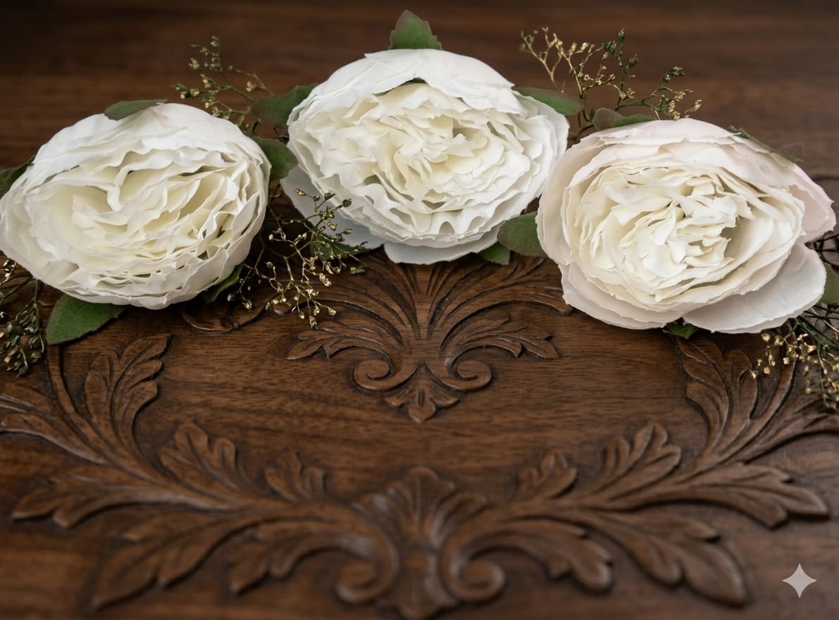 Big Artificial Flower white  4172-D Pack of 3