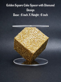 Golden Square Cake Spacer With Diamond Texture 6x6 inch