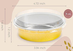 Aluminum Foil Round Desserts pans with Lids Pack of 10 size - 4.72 / 1.9