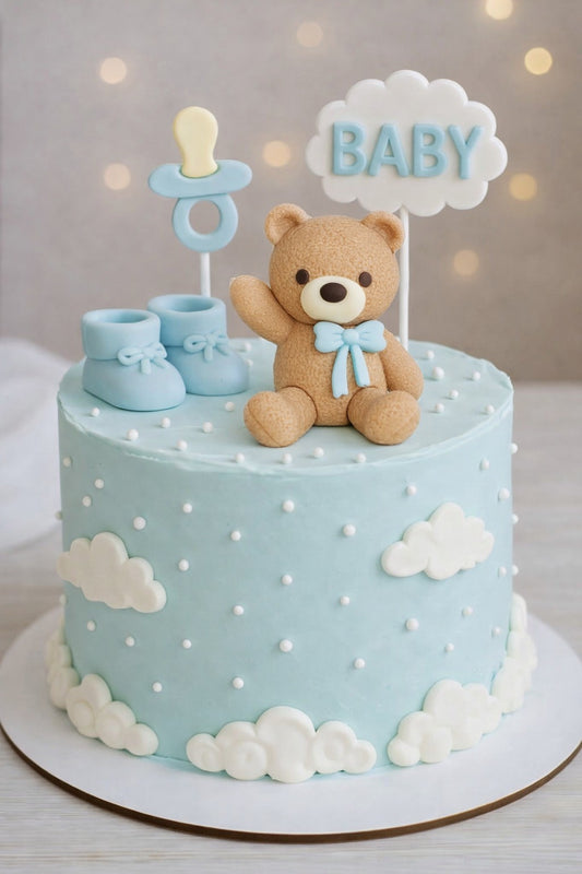 Teddy with blue bow (size - 2 inch)