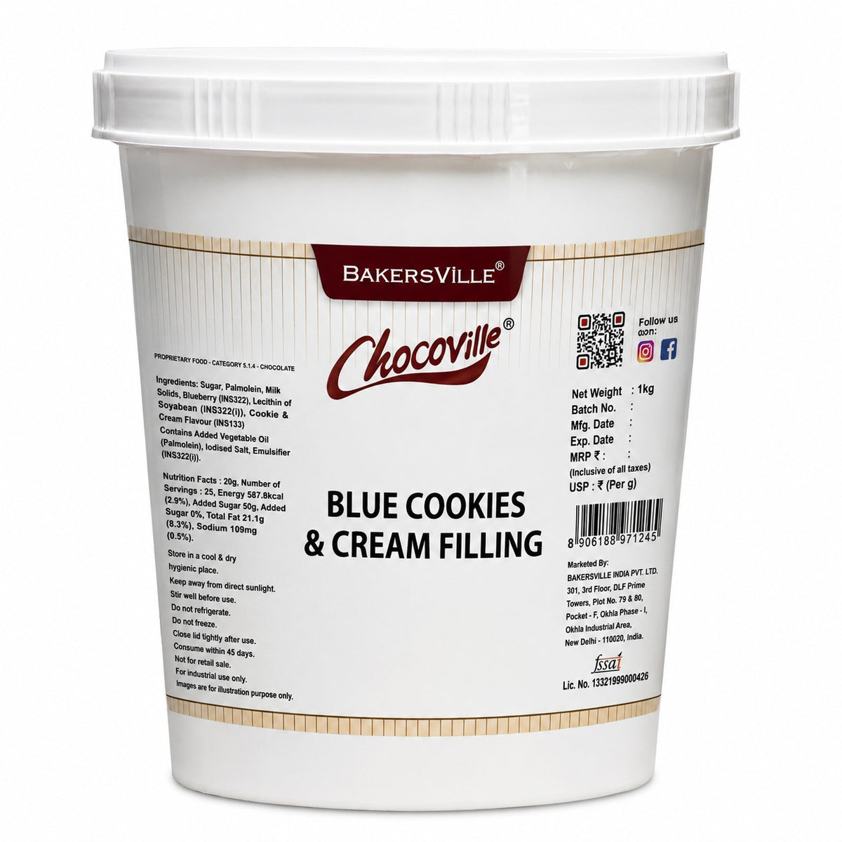 Bakersville Blue Cookies & Cream Filling 1 kg