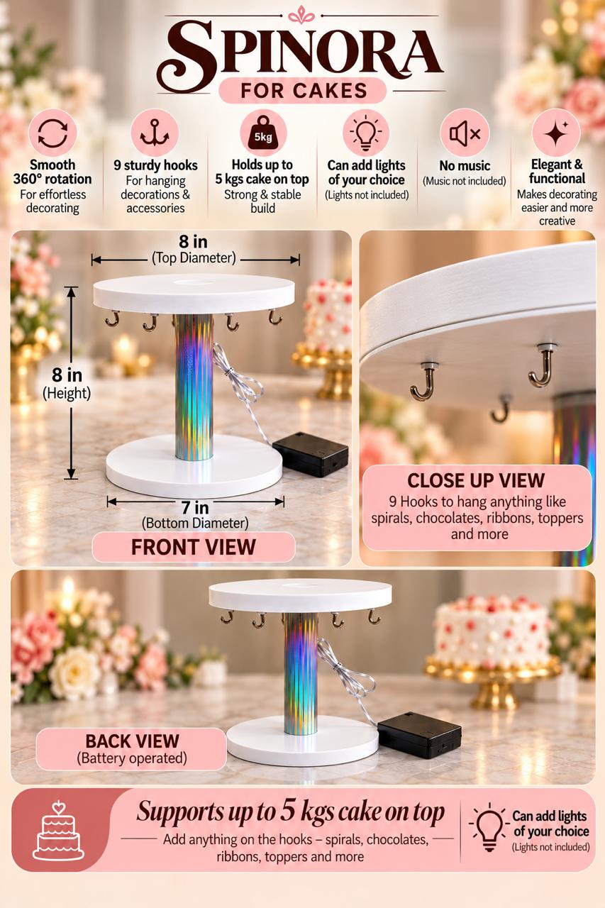 Battery Operated Rotating Cake Stand With 9 Hooks