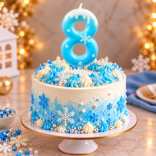 8 Number Blue Frozen Theme Candle for Cake Decoration