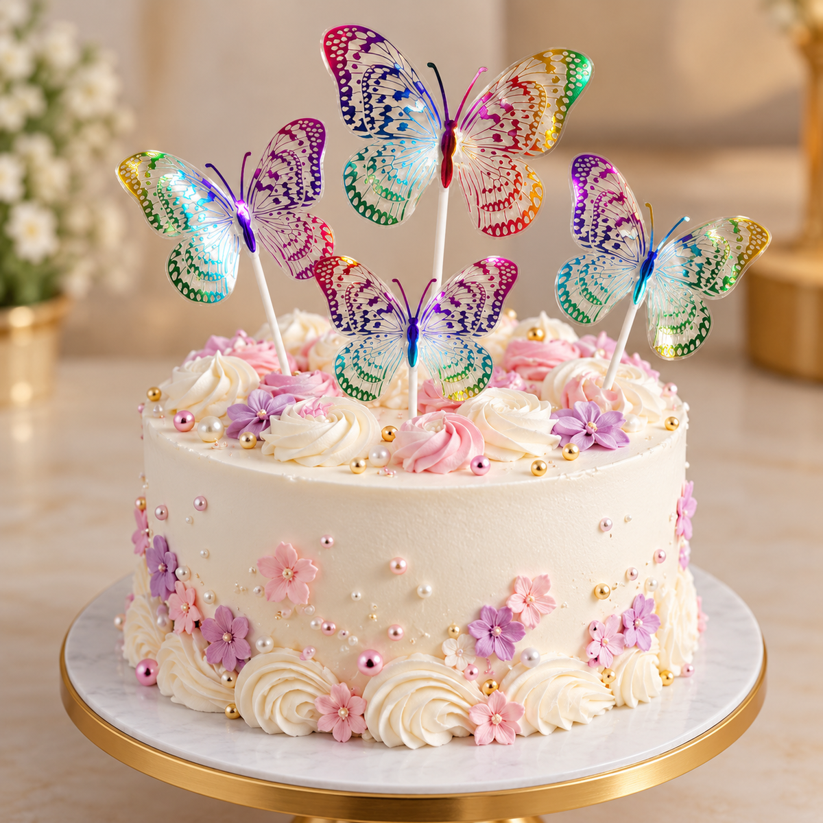 3D Multicolour  holographic Butterfly For Cake Decoration