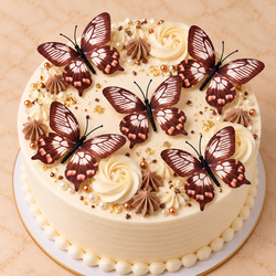 Brown & White Butterfly  Set of 5