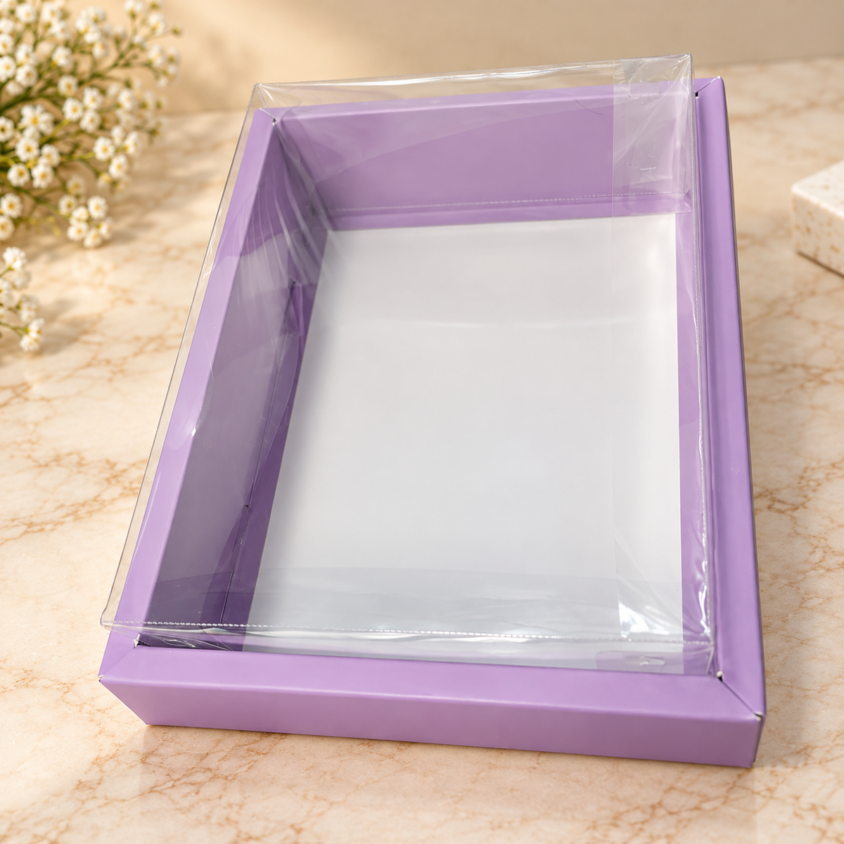 Lavender Hamper Box with Transparent PVC Lid Size- 10*8 Inch Pack Of 5