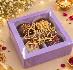 4 cavity lavender chocolate box with diwali tag  PACK OF 10 (size-4.2x4.2x1.5 inch)