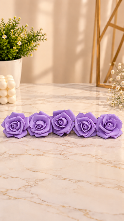 Lavender Rose Foam Flower For Cake Decoration Pack of 10