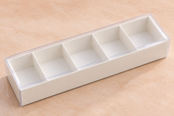 White 5 Cavity Gift Box with Transparent Lid Pack of 12 Size - 12x4x2.5 inch