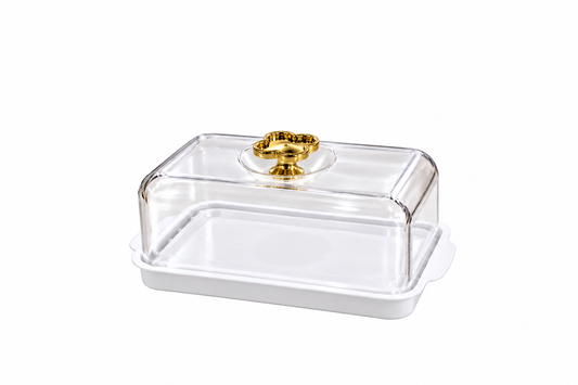 White Rectangular display cake tray with lid Size - 7x2.5 inch