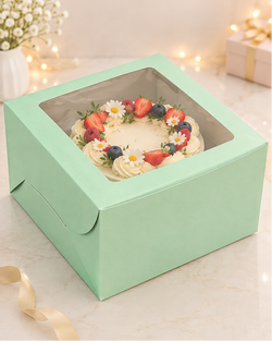 1 pound window cake box mint green color (size-8x8x4 inches)