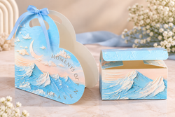 Pastel Blue Mountain & Moon Pattern Gift Box Pack Of 10