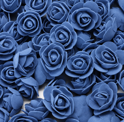 Navy Blue Rose Foam Flower For Cake Decoration Pack of 100
