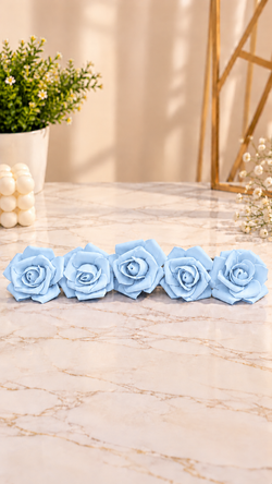 Sky Rose Foam Flower For Cake Decoration Pack of 5