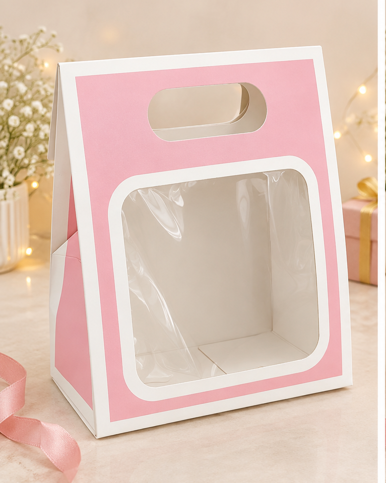 2 pcs jar box pink colour with white border PACK OF 10 (size - 8x7 inch)