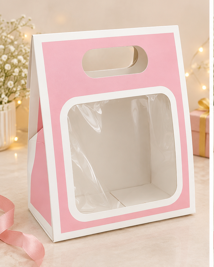 2 pcs jar box pink colour with white border PACK OF 10 (size - 8x7 inch)