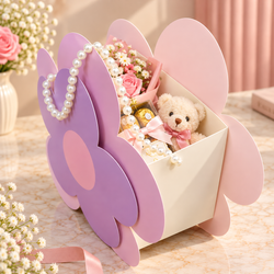 Pastel Flower Shape Gift Box with Pearl Handle Pack of 12