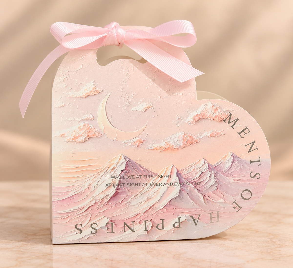 Pastel Pink Moon & Mountain Pattern Gift Box Pack of 10