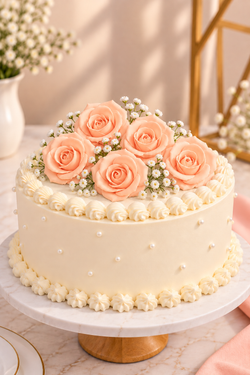 Peach Rose Foam Flower For Cake Decoration Pack of 10