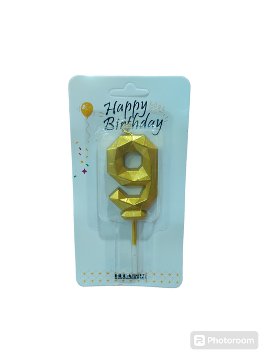 9 Number golden candle