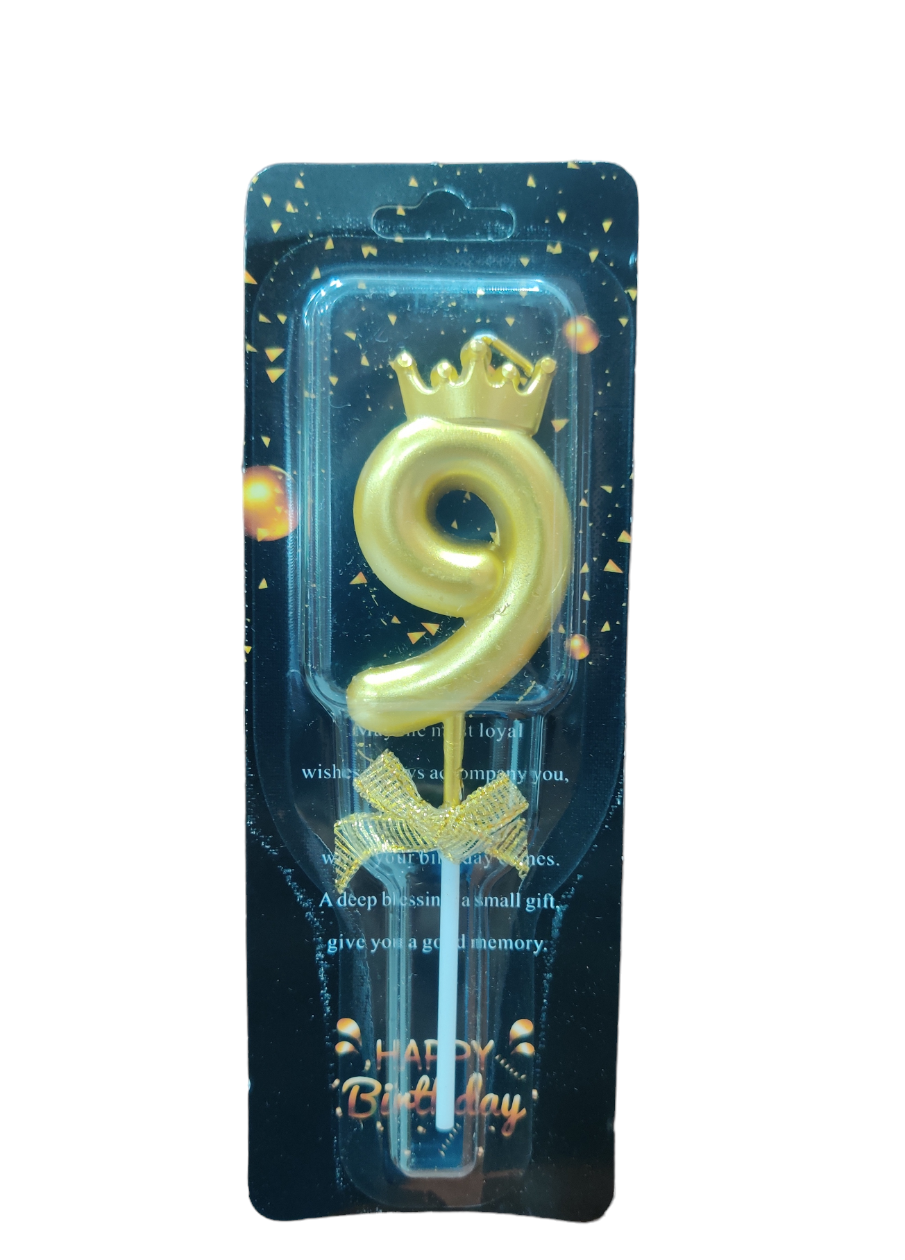 9 Number golden cake candle