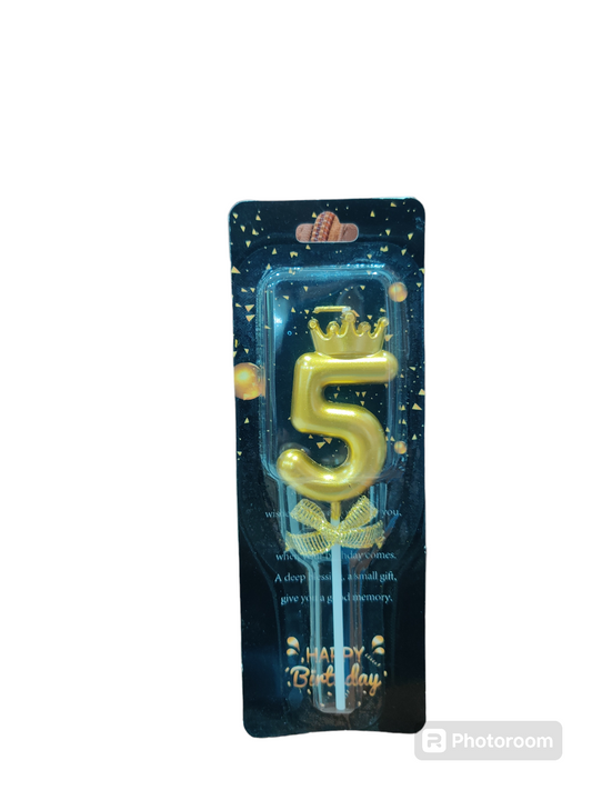 5 Number golden cake candle