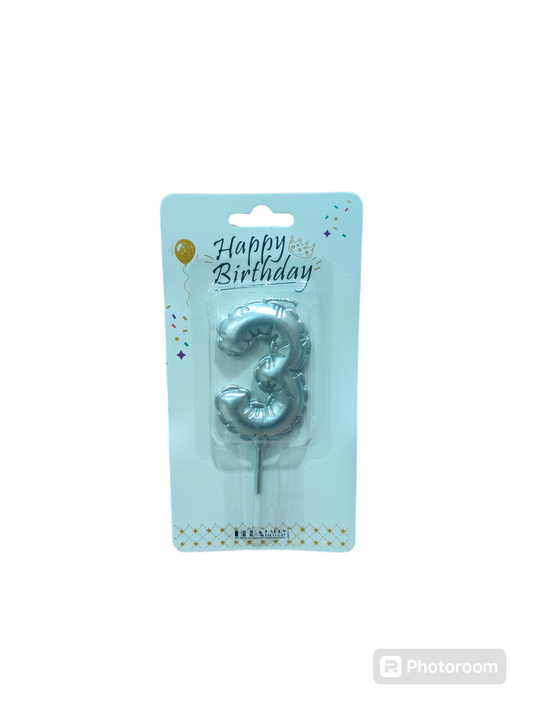 3 Number silver candle