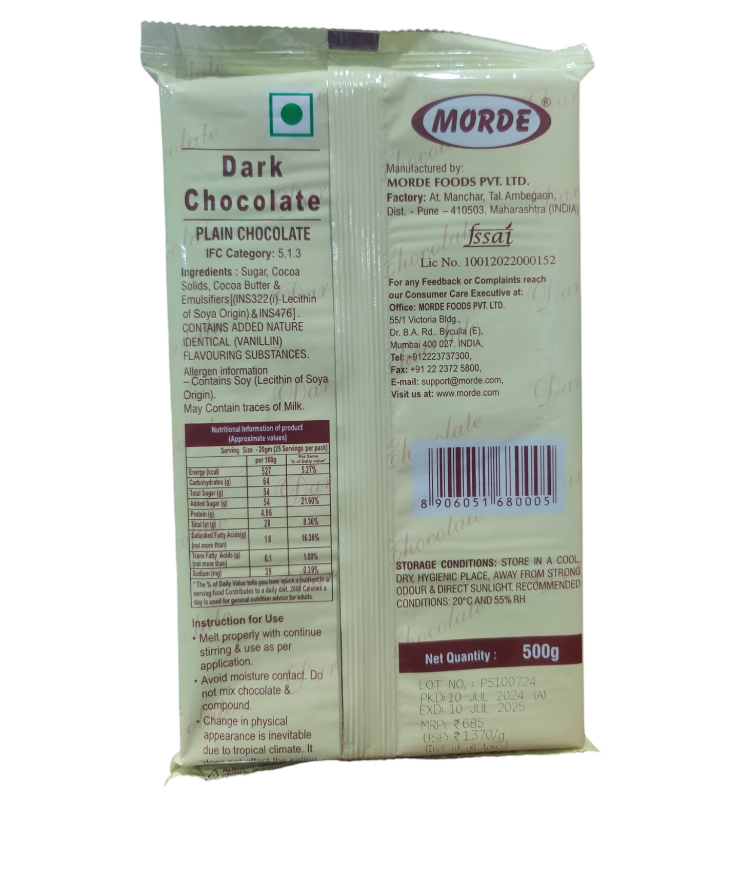 Morde Dark Chocolate (ch D45) 500 gm