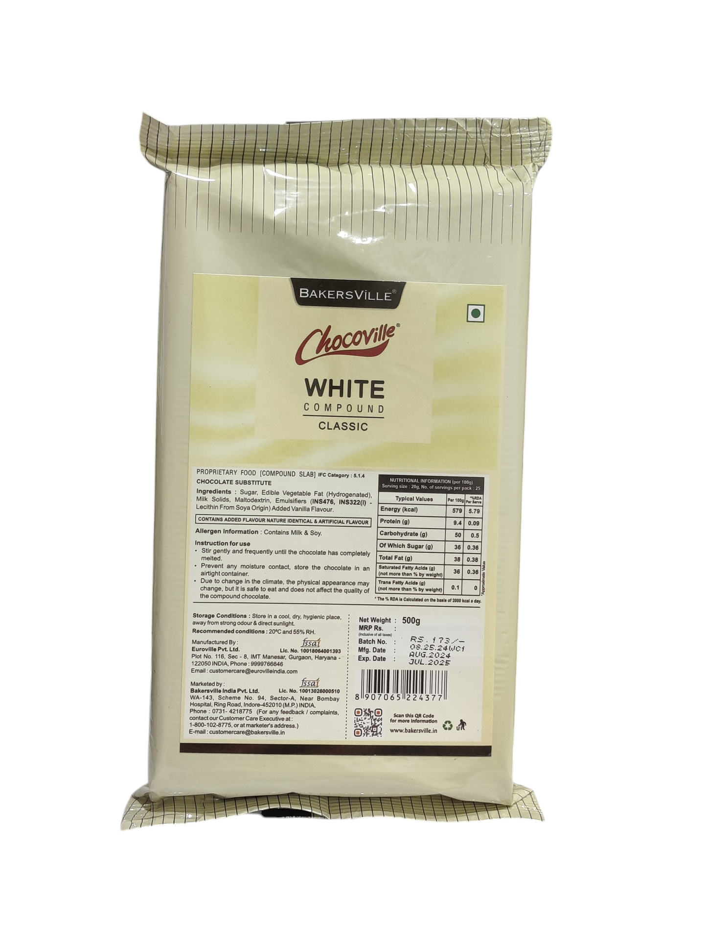 Bakersville Chocoville white Compound Classic 500g