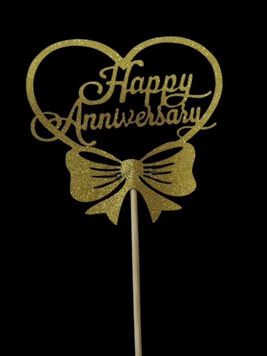 Happy Anniversary 5 inch Glitter Cake Topper