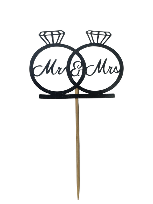 Mr&Mrs 5 inch Glitter Cake Topper